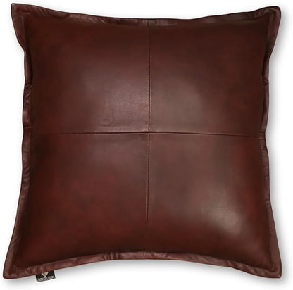 LL LEATHER LOVERS Genuine Lambskin Leather Pillow Cover, 18x18 Inch Case for Lumbar Throw Couch Pillows, Thick & Soft Cushion Covers for Sofa Bed Home Décor (Antique Dark Brown Box Pack of 1)