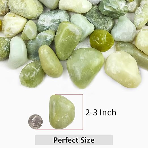 40lbs Jade River Rocks for Landscaping, 2-3 Inch Natural Pebbles for Indoor Plants, High Polished Decorative Stones Garden Outdoor and Indoor DIY Vase Filler Fish Tank Aquariums