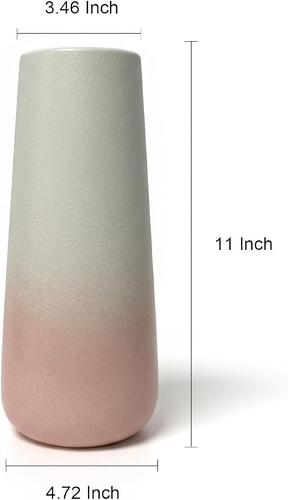 11 Inch Tall Flower Vase, Gifts for Women Mom, Big Bud Vases for Artificial Flowers, Modern Farmhouse, Room, Home, Kitchen, Housewarming, Coffee, Table, Wedding, Dinning, Home Decor (Gradient Pink)