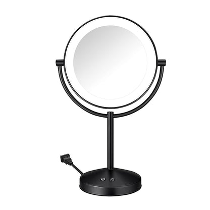 Conair Lighted Makeup Mirror, Double-Sided LED Vanity Mirror with 1X/10X Magnification, 3 Light Settings, 3 Modes, 360° Rotation, Matte Black Finish