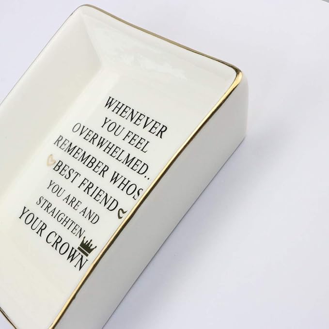 JoycuFF Christmas Birthday Gifts for Best Friends Ceramic Ring Dish Decorative Jewelry Tray -Womens Birthday Gifts