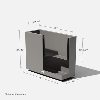Veradek Block Series Span Plastic Planter - Tall Rectangular Planter for Indoor or Outdoor Patio/Porch, Gray, 24.25 in Height, 12 in Width, 30 in Length