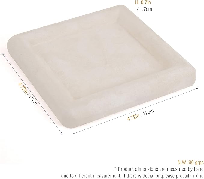 Black Velvet Jewelry Display Tray, Luxury Velvet Ring Holder Showcase for Necklaces Earrings, Jewelry Store Display and Ecommerce Photography Prop, 4.72x4.72 Inches (Beige)