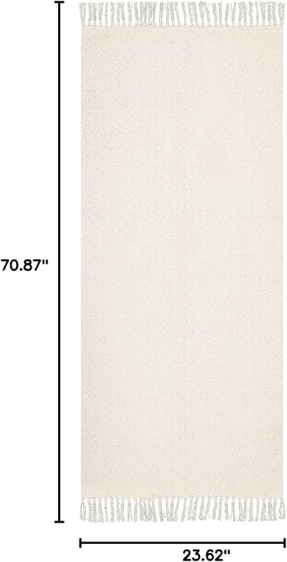 Lahome Boho Kitchen Runner, 2x6 Laundry Room Rug Lightweight Runners for Hallways Washable Runner Rug with Tassels, Farmhouse Cotton Beige Throw Rugs Non Shedding Carpet for Entryway Bathroom