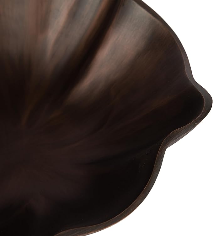 Kate and Laurel Flutte Scalloped Decorative Metal Serving Bowl, 10 x 10 x 3, Bronze, Modern Wavy Fruit Bowl for Kitchen Counter or Use as Tabletop Storage for an Entryway Table