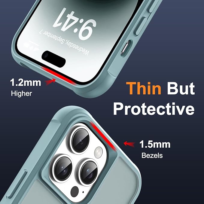 Compatible with iPhone 14 Pro Case with Invisible Magnetic O-Ring Stand Military-Grade Translucent Case for iPhone 14 Pro 6.1" [Compatible with Mag-Safe][Great Grip Feeling], Blue