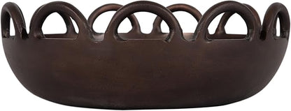 Kate and Laurel Lusila Vintage Metal Food-Safe Bowl, 12 Inch Diameter, Bronze, Classic Scalloped Loop Bowl for Use as Serving Bowl or Decorative Fruit Bowl
