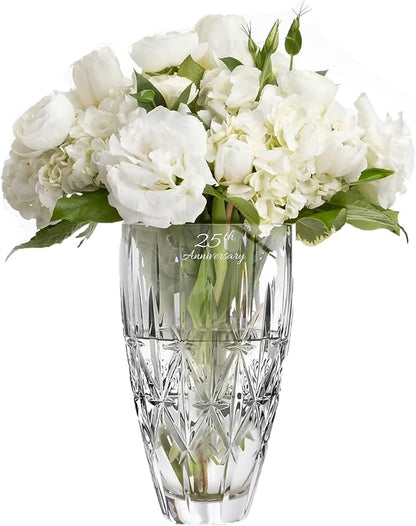 Marquis by Waterford Personalized 9" Sparkle Vase, Custom Engraved Crystal Vase for Flowers, Elegant Home Decor