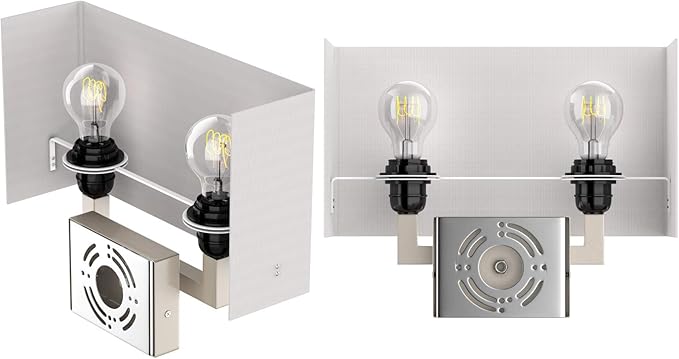 LEDMyplace 2-Light Led Indoor Wall Sconce, Sconces for Living Room with USB Ports and Outlet, E26 Base, 120V, Brushed Nickel Finish, Iron Body, White Fabric Shade, Wall Lighting, Pack of 6