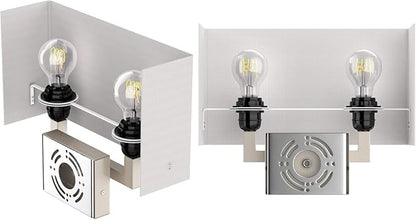 LEDMyplace 2-Light Led Indoor Wall Sconce, Sconces for Living Room with USB Ports and Outlet, E26 Base, 120V, Brushed Nickel Finish, Iron Body, White Fabric Shade, Wall Lighting, Pack of 6
