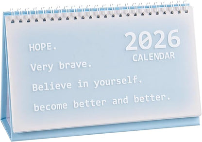 2026 Mini Desk Calendar Home Office School Calendar 8.3" x 5.2" - Blue (Oct. 2025 to Dec. 2026)