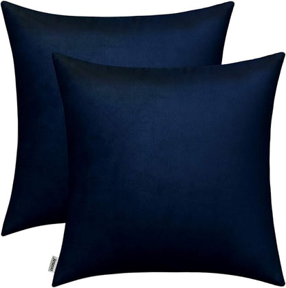Jeneoo Comfy Soft Thick Velvet Throw Pillow Covers for Sofa Couch, Decorative Solid Square Cushion Cases for Bedroom Car (Dark Blue, 20 x 20 Inches, 2 Pieces)