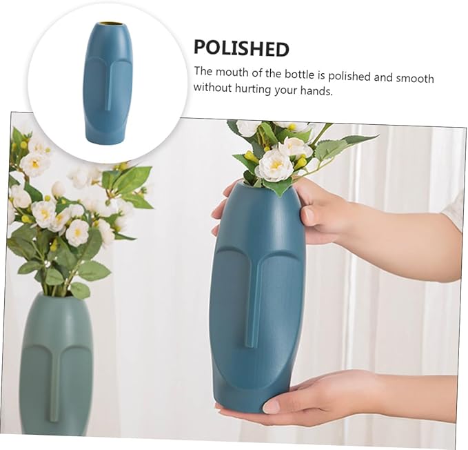 Generic Abstract Navy Blue Plastic Vase Lightweight Decorative Flower Container for Home Office Hotel Wedding Centerpiece with Dried Flower Display