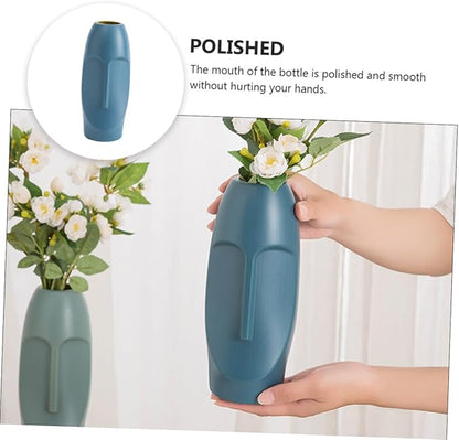 Generic Abstract Navy Blue Plastic Vase Lightweight Decorative Flower Container for Home Office Hotel Wedding Centerpiece with Dried Flower Display