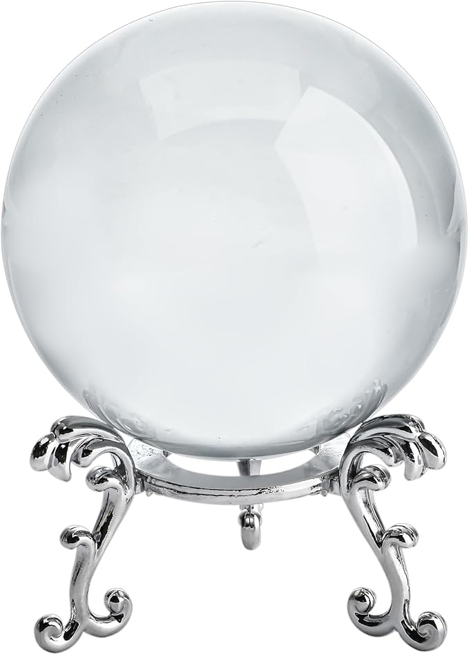 2.3in Sparkling Clear Crystal Ball with Stand 60mm Handcrafted Photography Prop for Magical Shots Elegant Home & Party Decor for Women