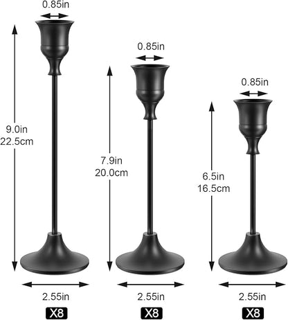 Taper Candle Holders Bulk, Set of 24 Black Vintage Candle Sticks Holder Decor Home Decor Centerpieces for Table Festive Wedding Decorations