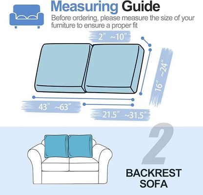 Large Backrest Cushion Covers Super Stretch Backrest Covers for 2 Cushion Couch Sofa, Couch Back Cushion Covers Featuring with Chenille Yarn (Softer Version, 2PC, Blue)