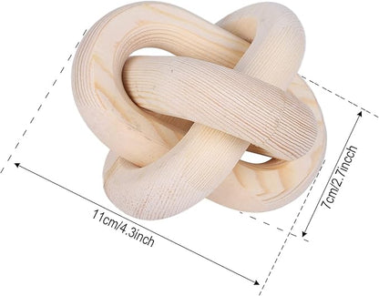3-Link Wood Chain Link Decor, Coffee Bar Table Decor, Farmhouse Wood Chain Knot Boho Hand Carved Decorative Wood Link Chain for Entryway Dinning Table Bookshelf Tiered Tray Home Decor (Natural)