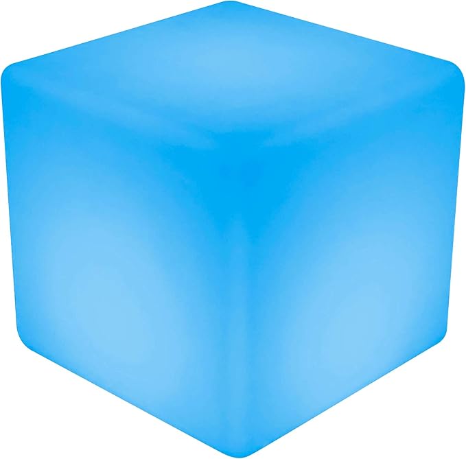 8-Inch LED Dimmable Glow Cube Waterproof Rechargeable Adjustable RGB Color Changing with Remote Control, Sensory Toys for Kids, Night Light Indoor Outdoor Decorative Lighting