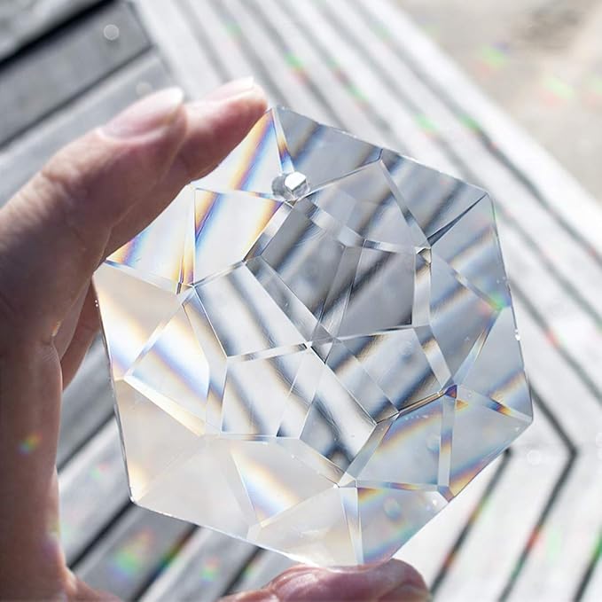 H&D HYALINE & DORA Rainbow Maker Crystal Glass Hexagon Prism SunCatcher for Window Hanging Feng Shui