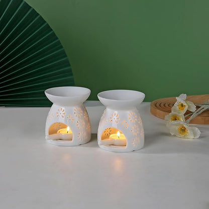 Ceramic Tea Light Candle Holder, Essential Oil Burner Wax Melt Burner, Incense Aroma Diffuser, Home Decor