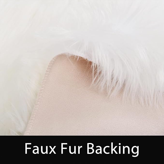 Latepis 6x8 Area Rug for Living Room White Fur Rugs for Bedroom Fluffy Faux Sheepskin Rugs Washable Furry Fuzzy Rug for Nursery Kids Room Beautiful Luxury Home Decor