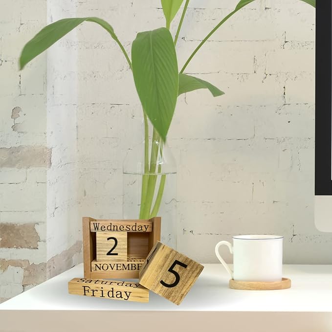 Office Calendar, Office Gift, Block Desk Calendars 2026, Lang Calendars 2026, Perpetual, Wood Office Accesory, Date Day Week Month, New Year, Christmas Gift, School.