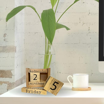 Office Calendar, Office Gift, Block Desk Calendars 2026, Lang Calendars 2026, Perpetual, Wood Office Accesory, Date Day Week Month, New Year, Christmas Gift, School.