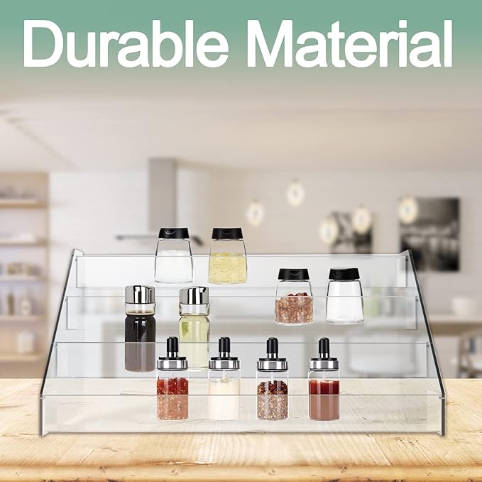 WUIVIUT Spice Rack Organizer For Cabinet, 1 4/5 in/Tier Acrylic Tiered Spice Shelf Can Storage Organizer for Kitchen Pantry Countertop