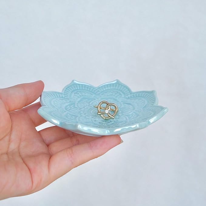PUDDING CABIN Blue Mandala Ring Dish, Birthday Gift for Friend Female Women Mom Girls