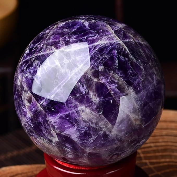 5-6cm/1.96-2.36inch Natural Amethyst Sphere Crystal Ball Hand Polished Decorative Sphere Healing Crystals Ball Healing Stone Crafts Fengshui Home Decoration Collect Gifts (50-60mm, Amethyst)
