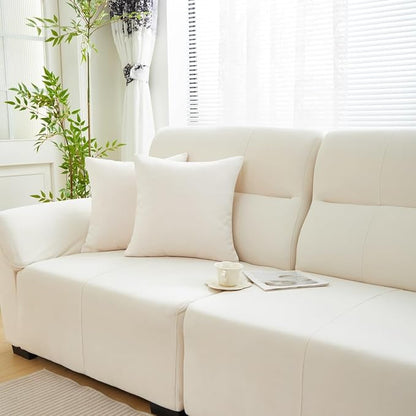 Sunday Praise Cream White Throw Pillow Covers 20x20 Inch Set of 2 Soft Cozy Chenille Decorative Square Pillow Cases Farmhouse Accent Solid Neutral Cushion Covers for Couch Sofa Chair Bed Home Décor