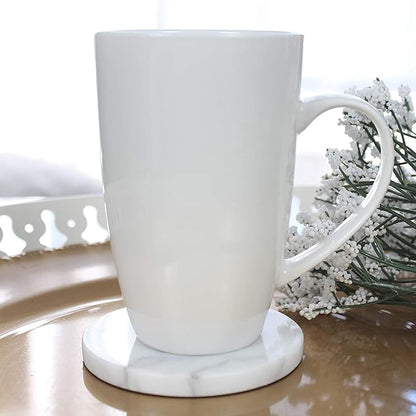 Coasters for Drinks - Set of 6 Modern Coasters - 4" Wide Drink Coasters - Made from Real Solid Marble White Marble Coasters Round Shape