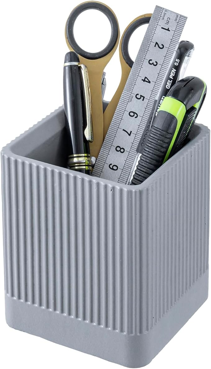 MyGift Pen Holder Pencil Holder For Desk Desktop Pen Cup Holder Gray Concrete Modern Office Supplies