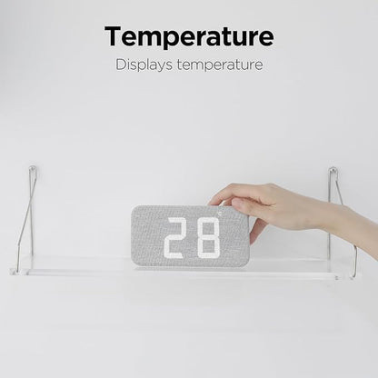 mooas Cosy Fabric LED Desk Clock, Digital Alarm Clock with USB Charging Port, 12/24H Mode, Temperature Display, Alarm & Snooze, Cozy Atmosphere, Non-Slip Silicone pad for Stability (Deep Green)