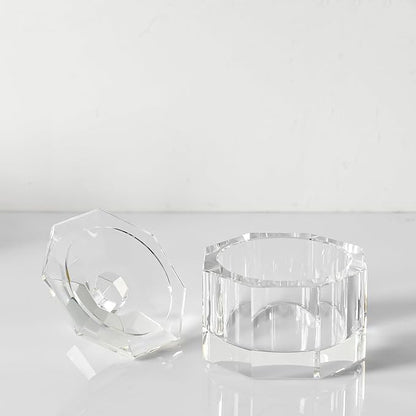 Crystal Candy Dish with Lid Hand-Cut Home Decorative Jewelry Box/Jar W 5" x H 5" with Multi-faceted, Comes With Gift Box