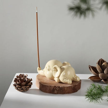 Cacukap Cute Elephant Incense Burner, Incense Holder for Sticks, Elephant Theme Incense Tray, Adorable Home Decoration, Unique Gifts Idea for Elephant Lover