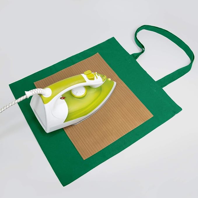 NPBAG 25 Pack 15'' X 16'' Green Cotton Tote Bags, Blank Bulk Cloth bags with 1pc of PTFE Teflon Sheet (M)