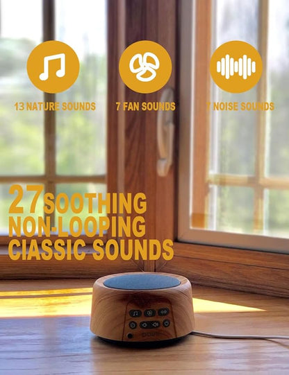 Douni Sleep Sound Machine - White Noise Machine with 27 Soothing Sounds for Sleeping & Relaxation, Timer Settings,Sleep Therapy for Families, Home,Office,Travel.Wood Grain