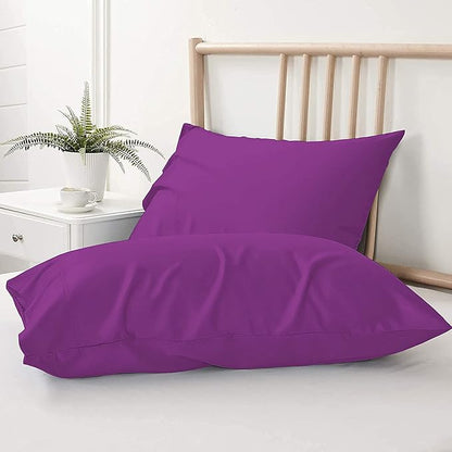 Upgrade Your Bedding Experience with The Made of 100% Cotton Pillow Cases 2 Pack King Pillowcases 20" x 36" Size fits King Pillows. Envelope Closure Purple