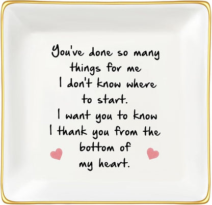 JoycuFF Thank You Gifts for Women Friends Teacher Coworker Retirement Gifts for Coworker Women Inspirational Ceramic Trinket Tray Farewell Gift for Colleague Leaving Job