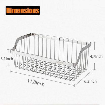 Wire Baskets, SUS304 Stainless Steel Storage Baskets, Durable Baskets for Storage Wall Mount, Hanging Wire Baskets Wall Mount Baskets for Kitchen, Bathroom, Closets - 4 Set