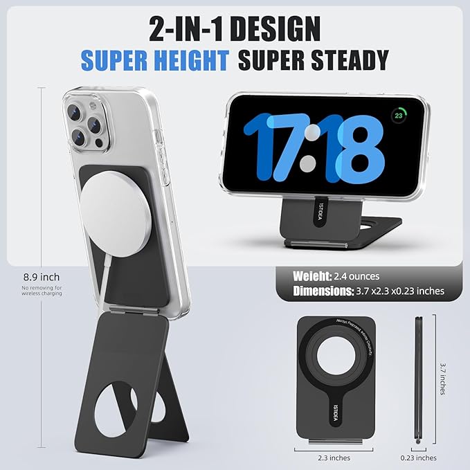 Magnetic Tripod for iPhone, Aluminium Phone Tripod Stand Compatible with Magsafe iPhone 17/16/15/14/13/12 Series, Foldable Strong Magnetic Phone Stand & Travel Essentials Accessories