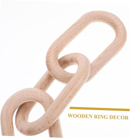 Wood Chain Link Decoration for Living Room Dining Table and Shelf Decor Rustic Ornament for Minimalist Aesthetic