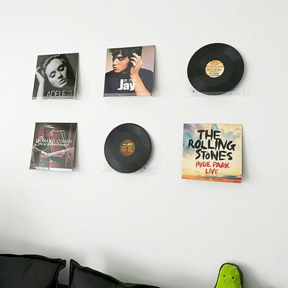 ROYALITA 4 Pack Clear Acrylic Shelves Vinyl Record Holders Wall Mount, 12 Inch Floating Vinyl Holder for Album Record/Nail Polish Display & Wall Decor