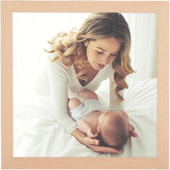 10x10 Frame Natural Woodgrain,Rustic 10x10 Picture Frame Beige, Art Pic Hanging Poster Frame, 10 by 10 Gallery Family Concert Portrait Photo Frame Anniversary/Birthday/Wedding/Thank you/Christmas Gift