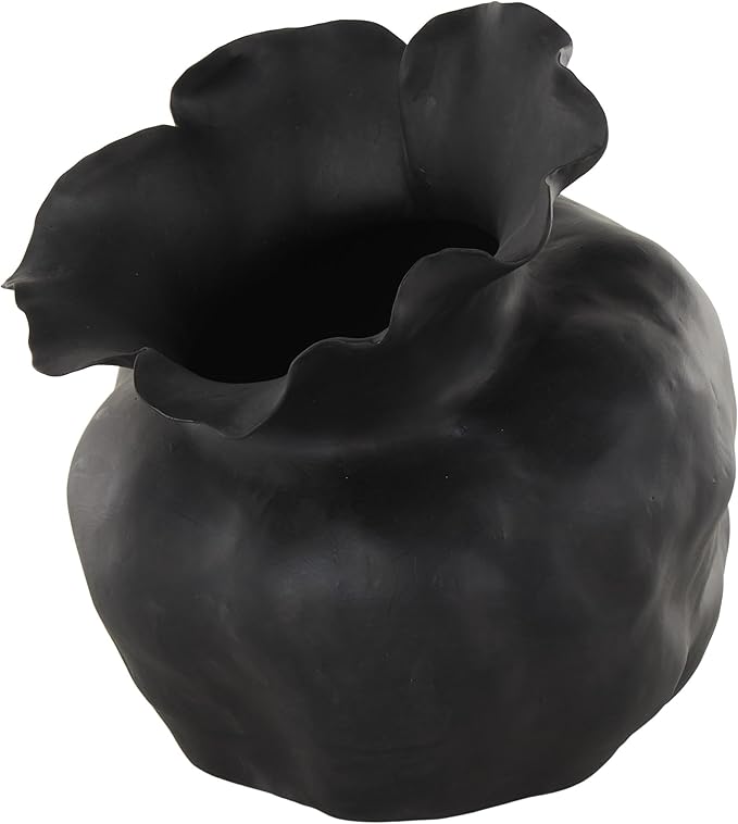 Deco 79 Ceramic Abstract Decorative Vase Floral Inspired Centerpiece Vase, Flower Vase for Home Decoration 12" x 13" x 13", Black