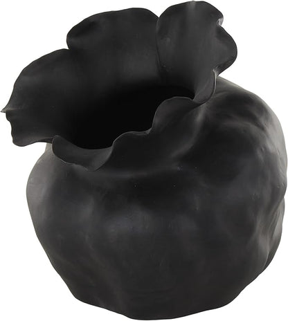 Deco 79 Ceramic Abstract Decorative Vase Floral Inspired Centerpiece Vase, Flower Vase for Home Decoration 12" x 13" x 13", Black
