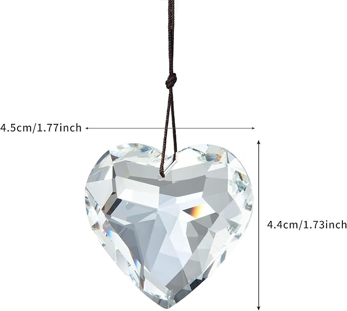 Colorful Heart Crystals Suncatcher Hanging Sun Catcher with Chain Pendant Ornament for Window Home Garden Christmas Day Party Wedding Decoration (White)