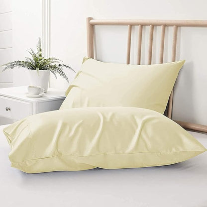 Upgrade Your Bedding Experience with The Made of 100% Cotton Pillow Cases 2 Pack King Pillowcases 20" x 36" Size fits King Pillows. Envelope Closure Ivory